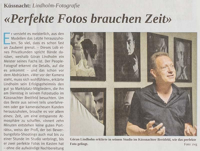 Zeitungsartikel im Freien Schweizer über Göran Lindholm als Fotograf